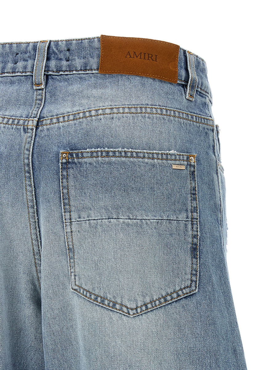 Amiri Panel Jeans for Women Luxurious Light Blue Cotton Denim With Panel Construction and Barrel Silhouette