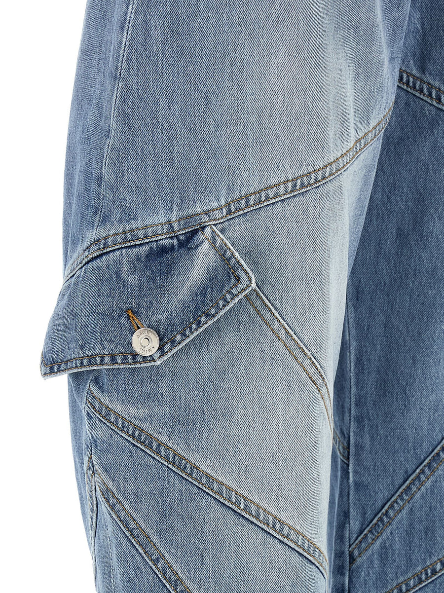 Amiri Panel Jeans for Women Luxurious Light Blue Cotton Denim With Panel Construction and Barrel Silhouette