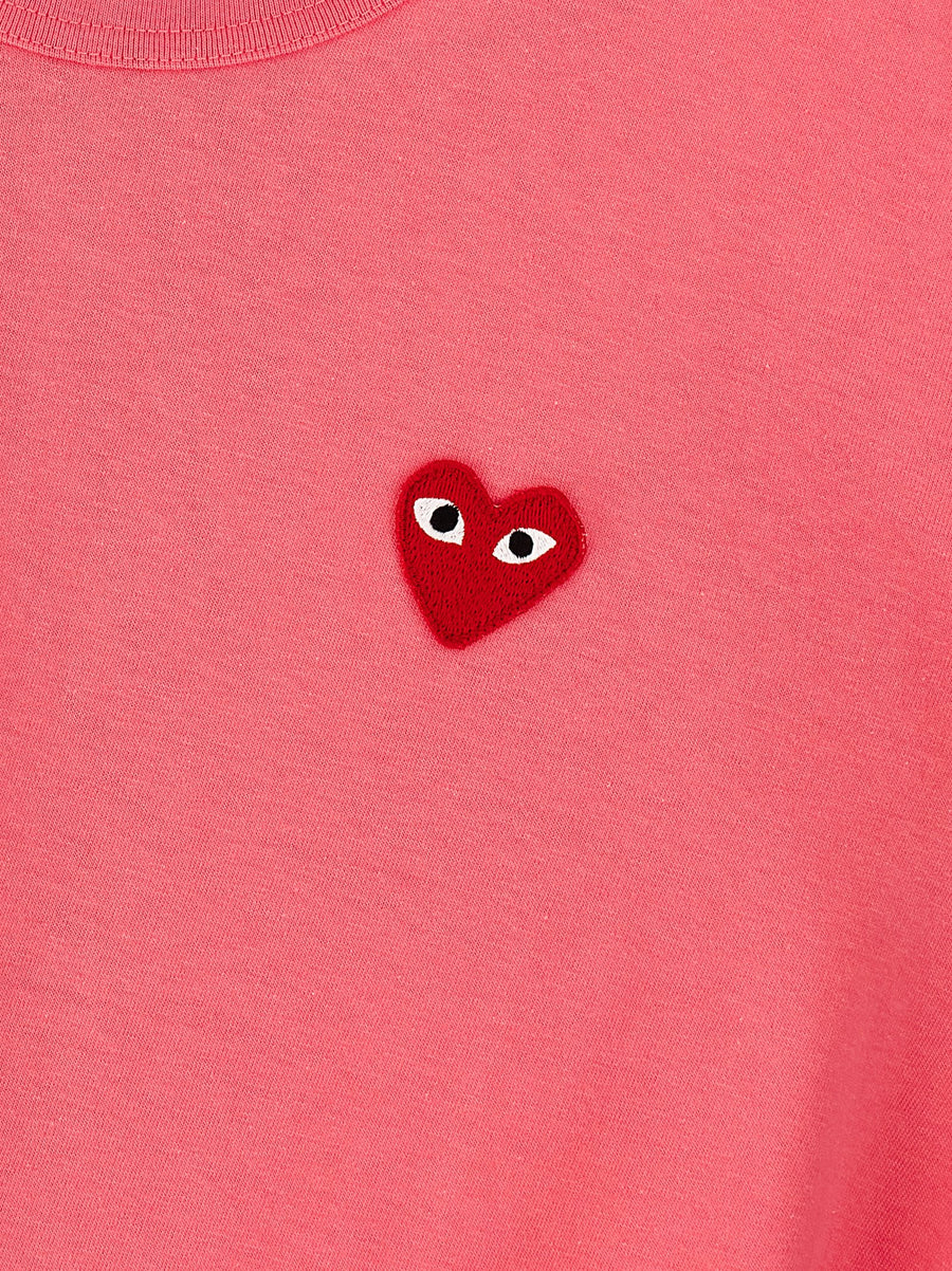 Comme Des Garçons Play Pink Logo Patch Cotton T Shirt Women