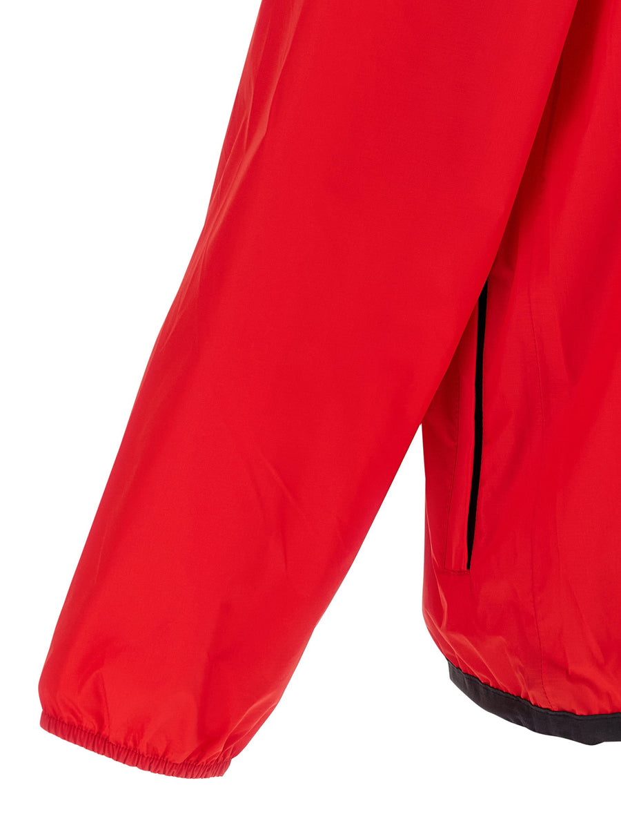 Comme Des Garçons Play X K-Way Hooded Waterproof Rain Jacket For Women Lightweight Red Nylon