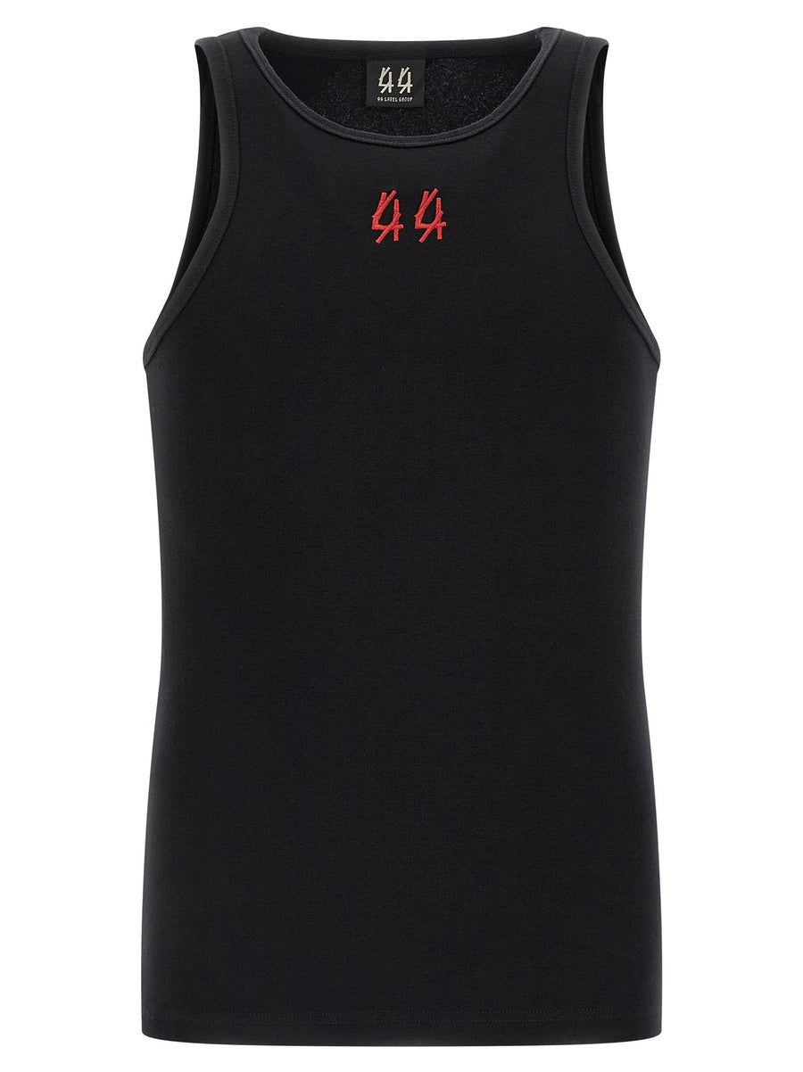 Rib Tank Top For Men By 44 Label With Logo Embroidery Premium Stretch Cotton Essential Everyday Wear