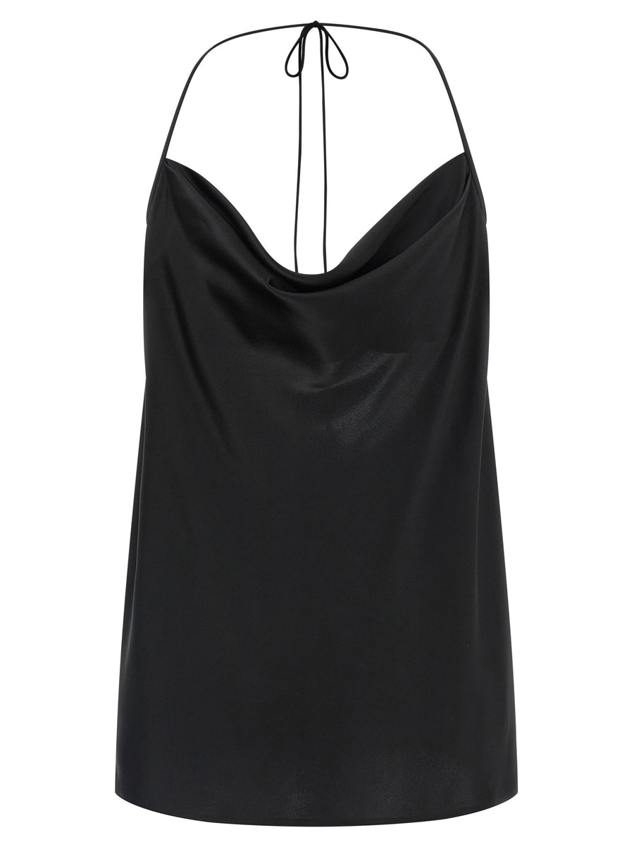 Valentino Garavani Silk Top Black 100 Percent Silk With Back Neck Tie