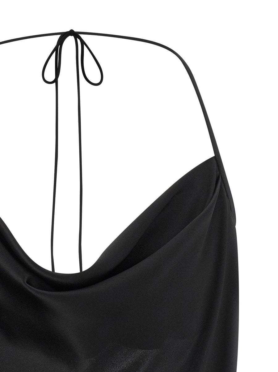 Valentino Garavani Silk Top Black 100 Percent Silk With Back Neck Tie
