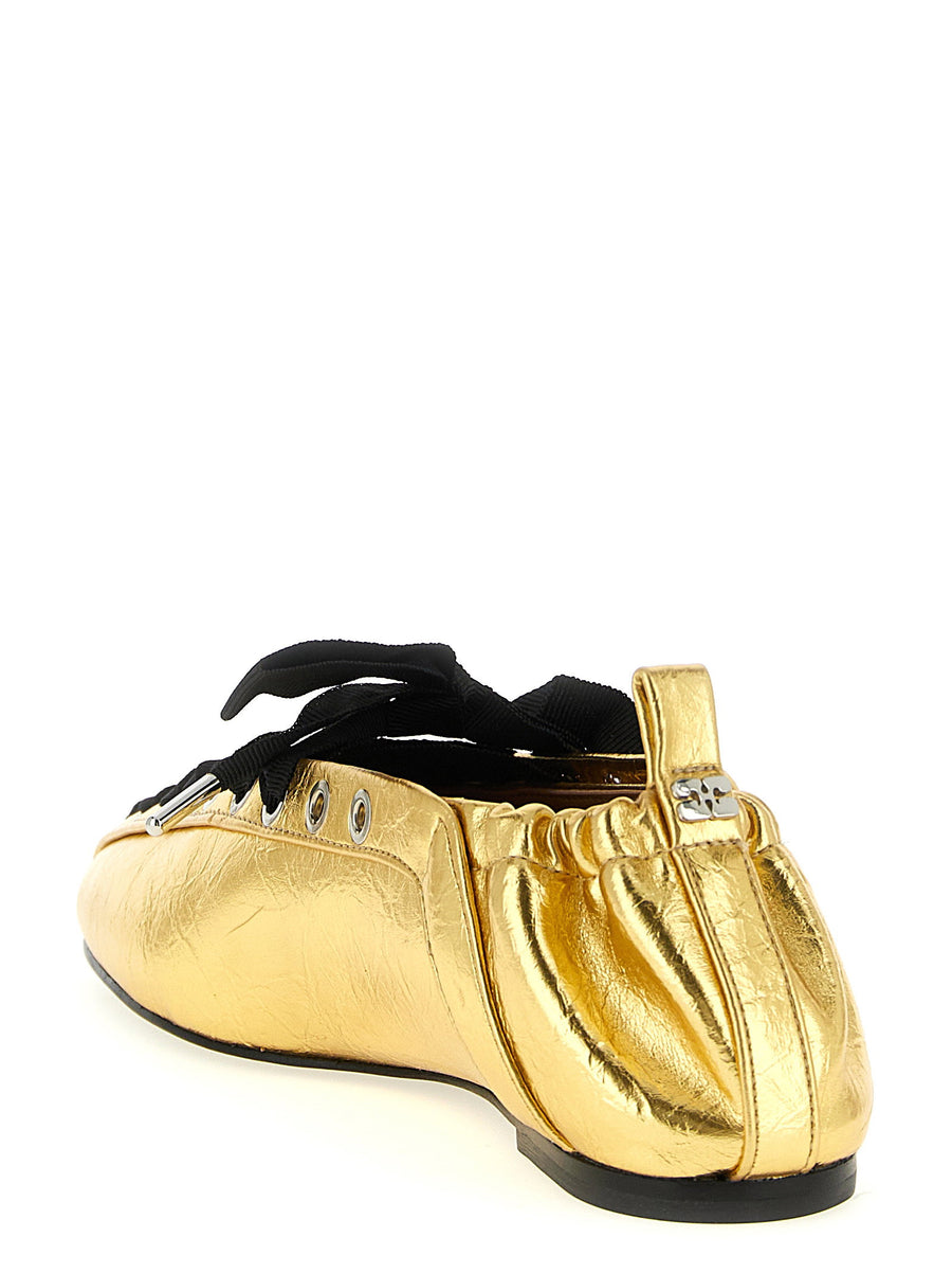 Ganni Lace-up Ballet Flats