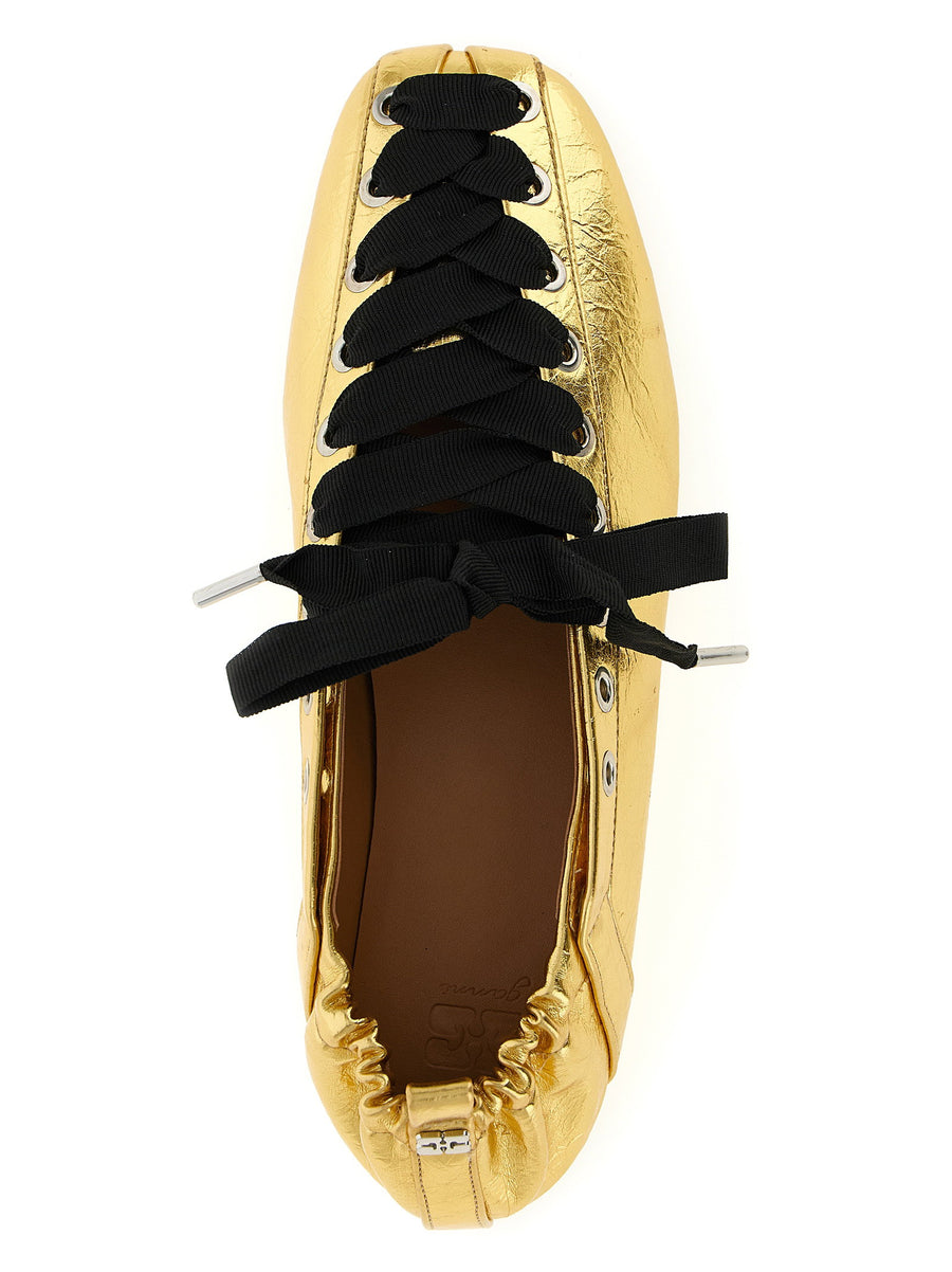 Ganni Lace-up Ballet Flats