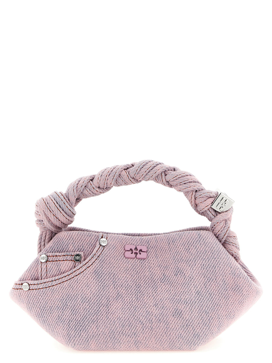 Ganni Mini Bou Handbag Organic Cotton Pink City Bag For Women With Butterfly Logo And Sustainable Edge