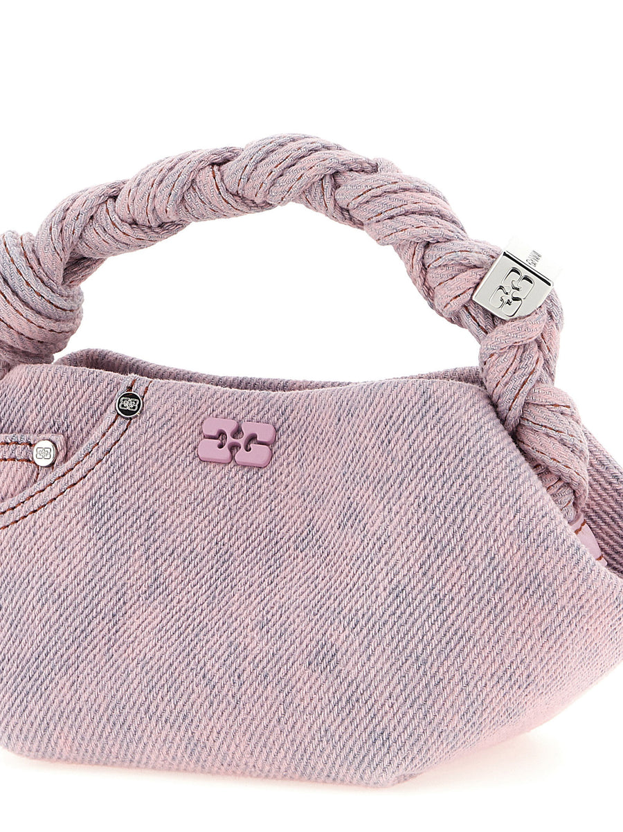 Ganni Mini Bou Handbag Organic Cotton Pink City Bag For Women With Butterfly Logo And Sustainable Edge