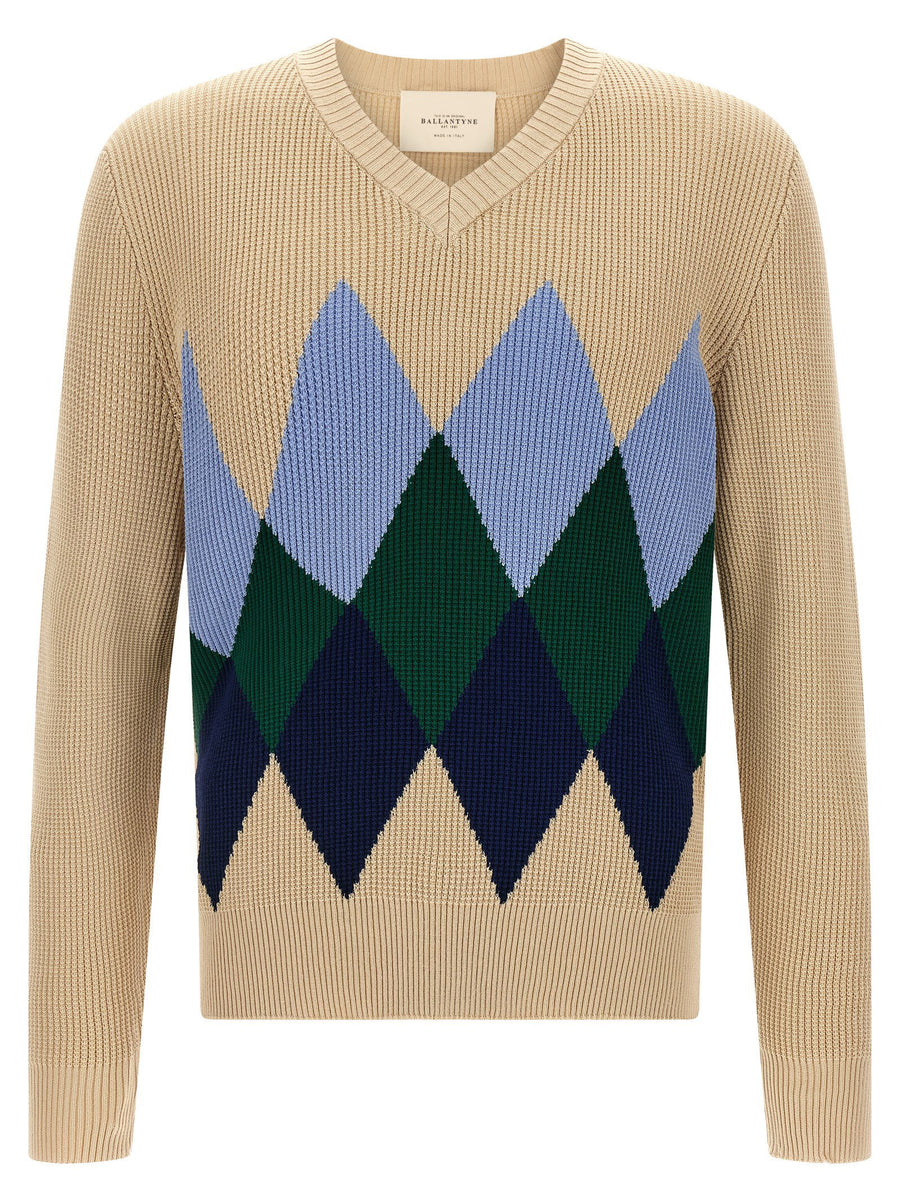 Ballantyne Argyle Pattern Luxury Sweater For Men Cotton