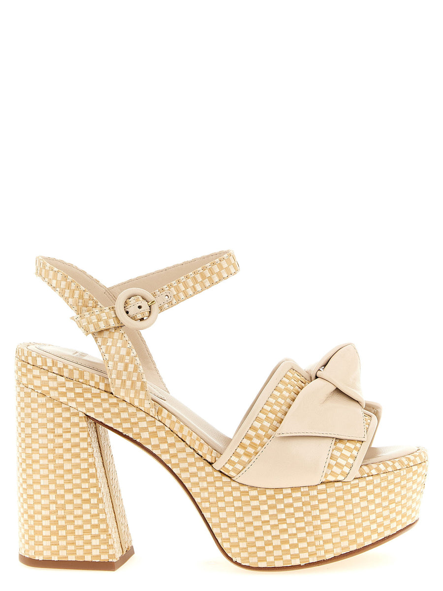 Alexandre Birman Maxi Clarita Sandals Luxurious Two Tone Raffia Leather With Front Bow For Women