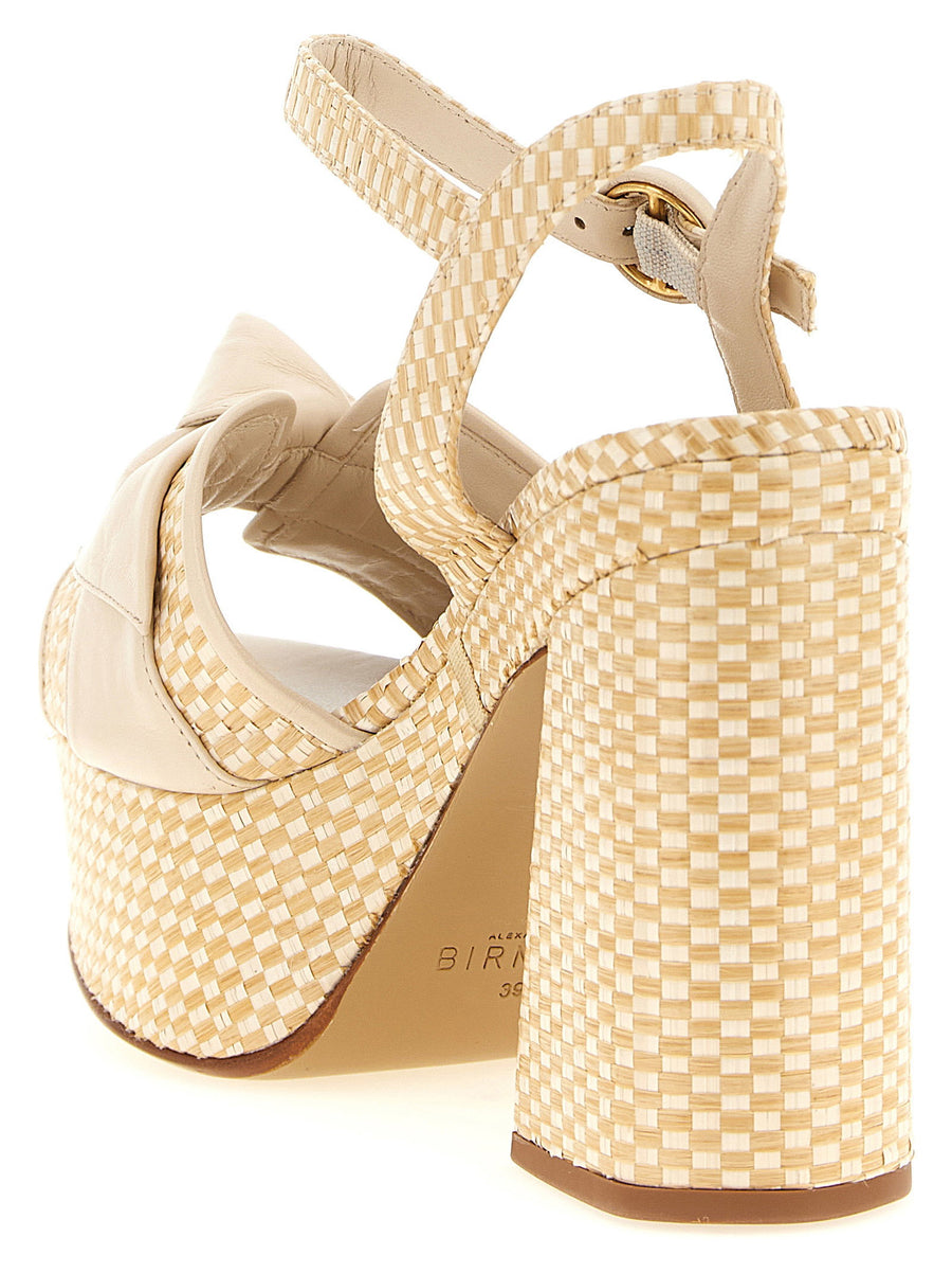 Alexandre Birman Maxi Clarita Sandals Luxurious Two Tone Raffia Leather With Front Bow For Women
