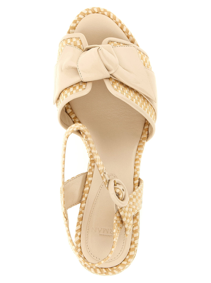 Alexandre Birman Maxi Clarita Sandals Luxurious Two Tone Raffia Leather With Front Bow For Women