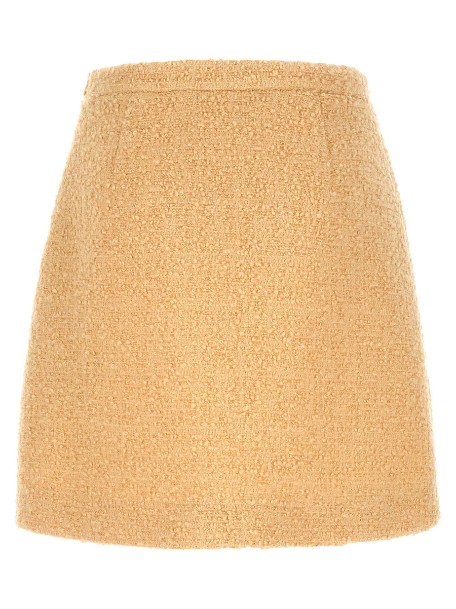 Valentino Garavani V Gold Skirt Curly Wool Tweed Mini for Women Lux Texture and Signature Details
