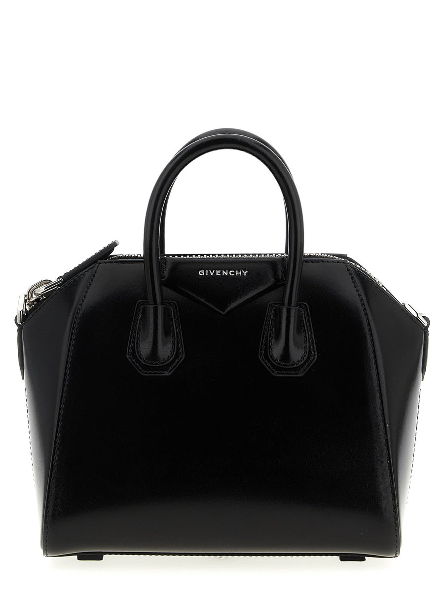 Givenchy Antigona Mini Handbag Black Box Leather Structured Luxury With Removable Strap For Women