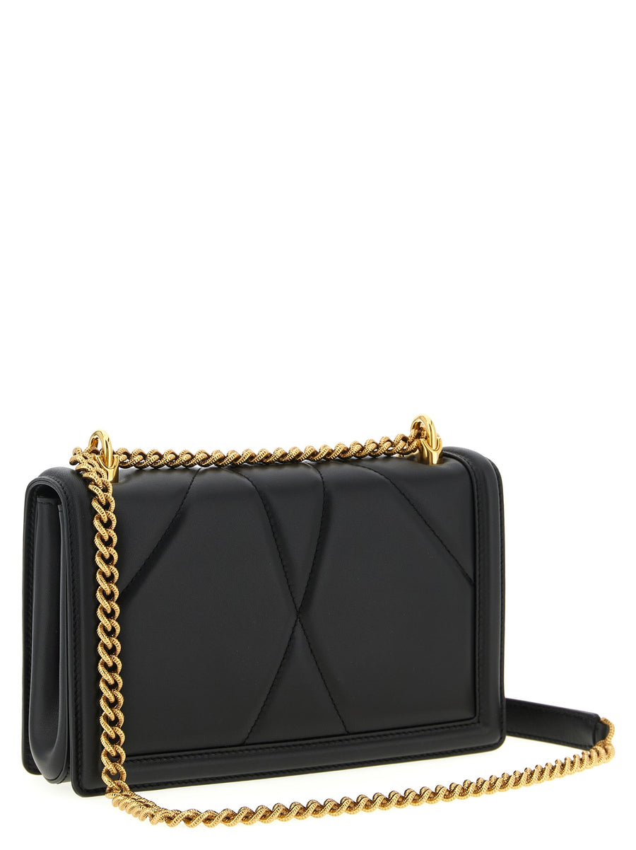 Dolce And Gabbana Devotion Crossbody Bag For Women Matelassé Calfskin Luxurious Sacred Heart Chain Strap