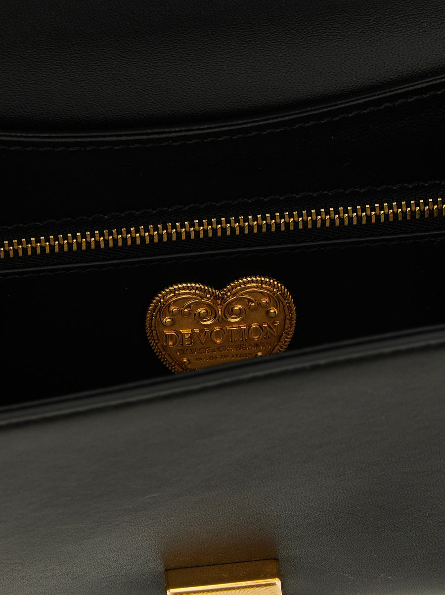 Dolce And Gabbana Devotion Crossbody Bag For Women Matelassé Calfskin Luxurious Sacred Heart Chain Strap
