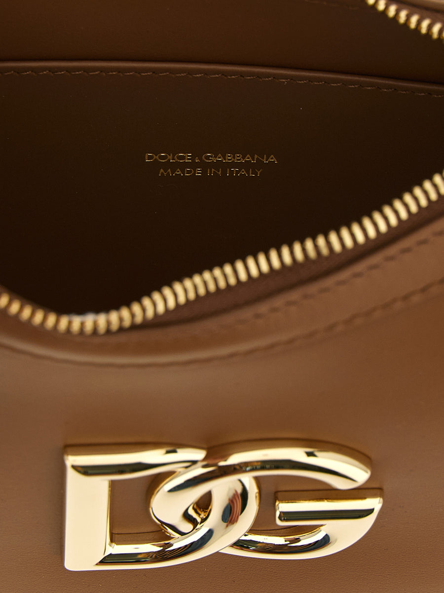 Dolce and Gabbana Shoulder Bag 3.5 Calfskin Brown Compact Luxury for Women Everyday