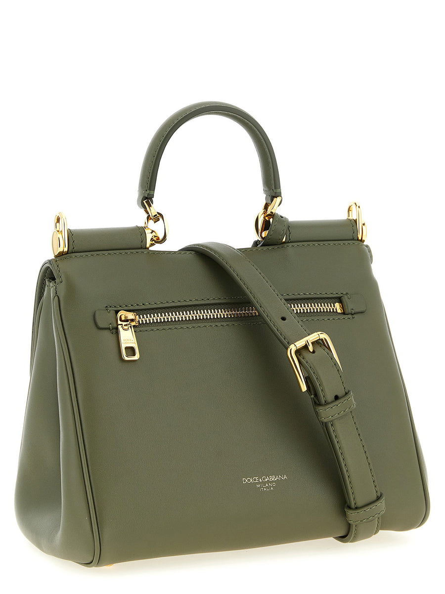 Dolce and Gabbana My Sicily Small Handbag Luxurious Calf Leather Flap Closure Brass Hardware For Women One Size