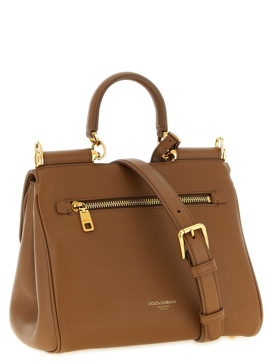 Dolce And Gabbana My Sicily Handbag Small Leather Luxury For Women With Back Zip Pocket And Flap Closure