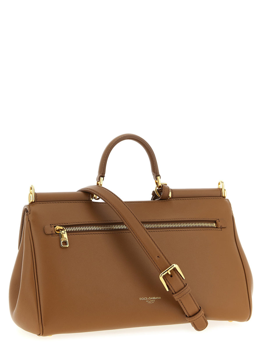 Dolce and Gabbana My Sicily Handbag for Women Structured Brown Calf Leather Luxury