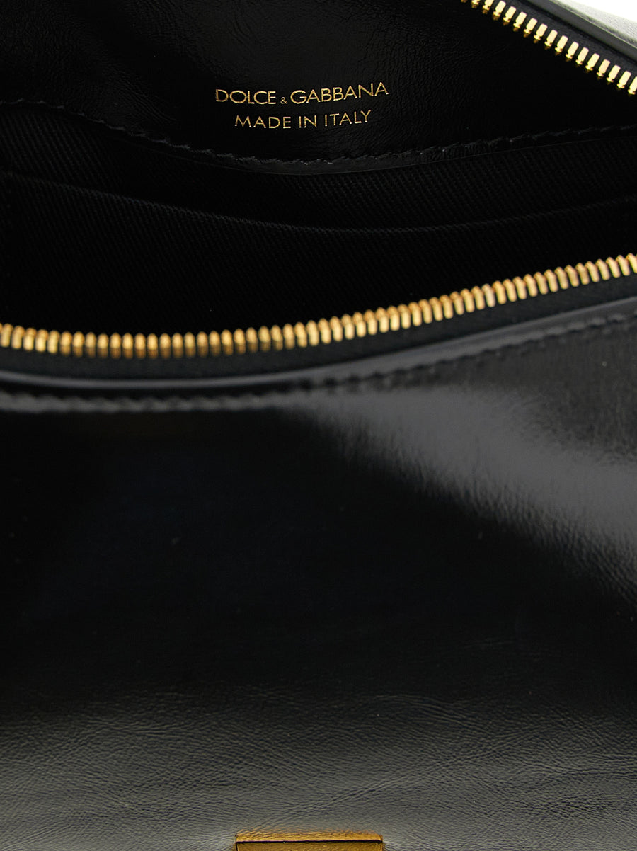 Vittoria Mini Handbag by Dolce and Gabbana Luxurious Black Calfskin with Secure Zip for Women