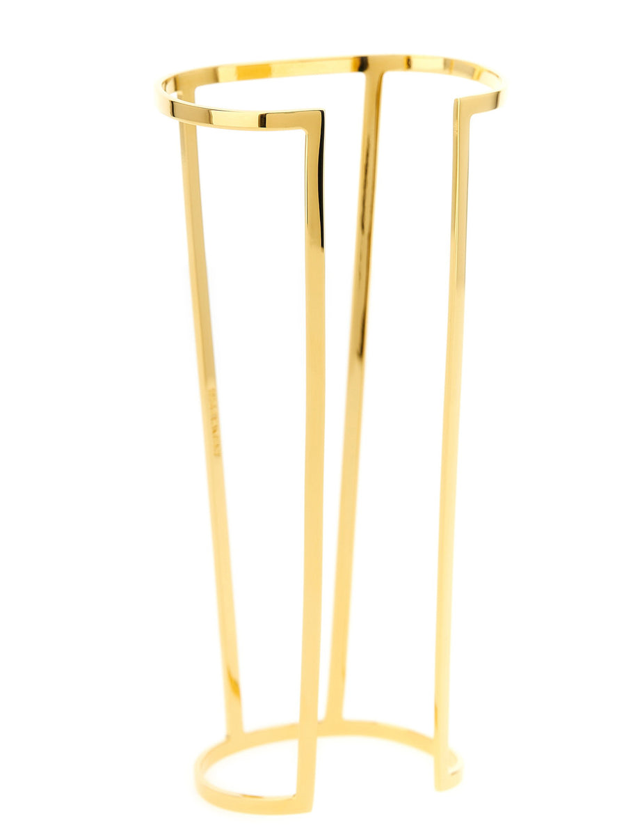 Elisabetta Franchi Bangle Gold Toned Brass Cut Out Modern Statement For Women One Size