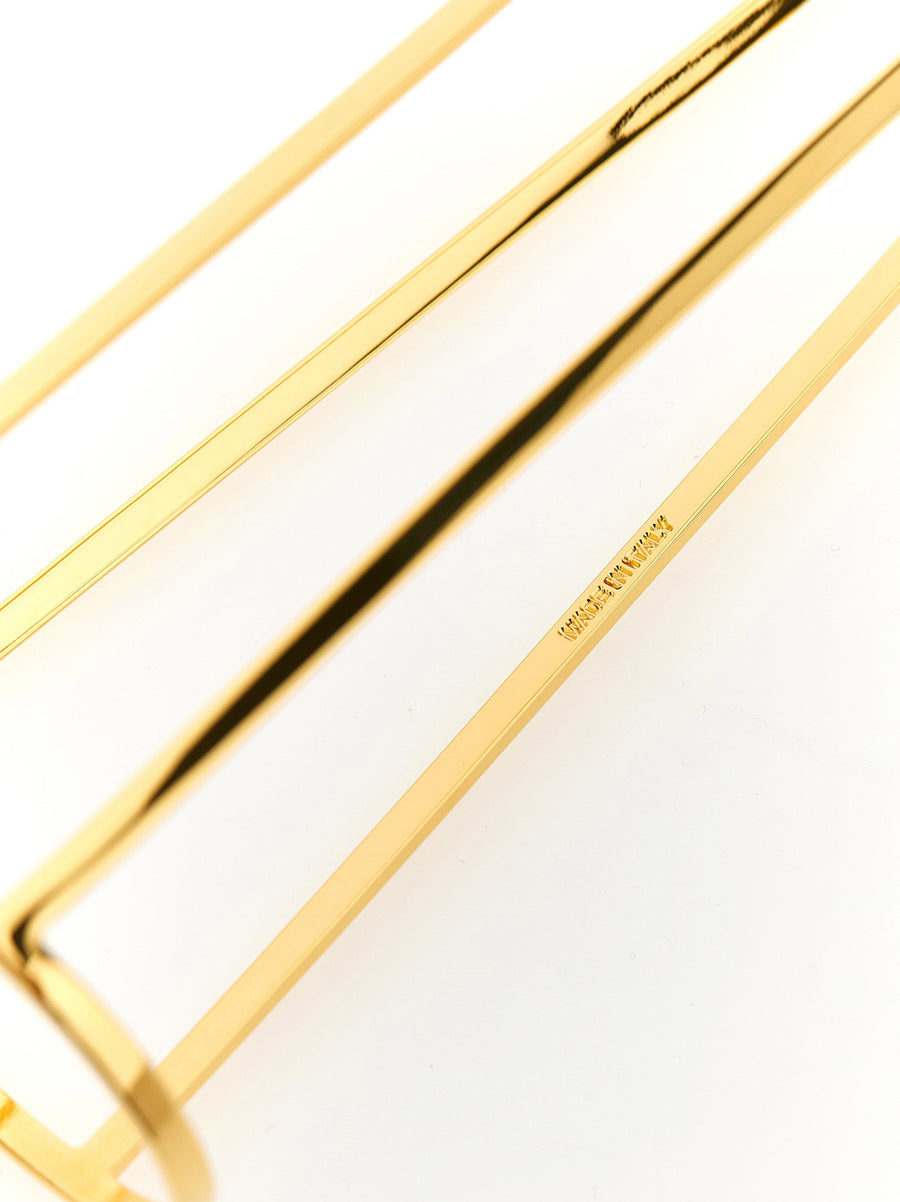 Elisabetta Franchi Bangle Gold Toned Brass Cut Out Modern Statement For Women One Size