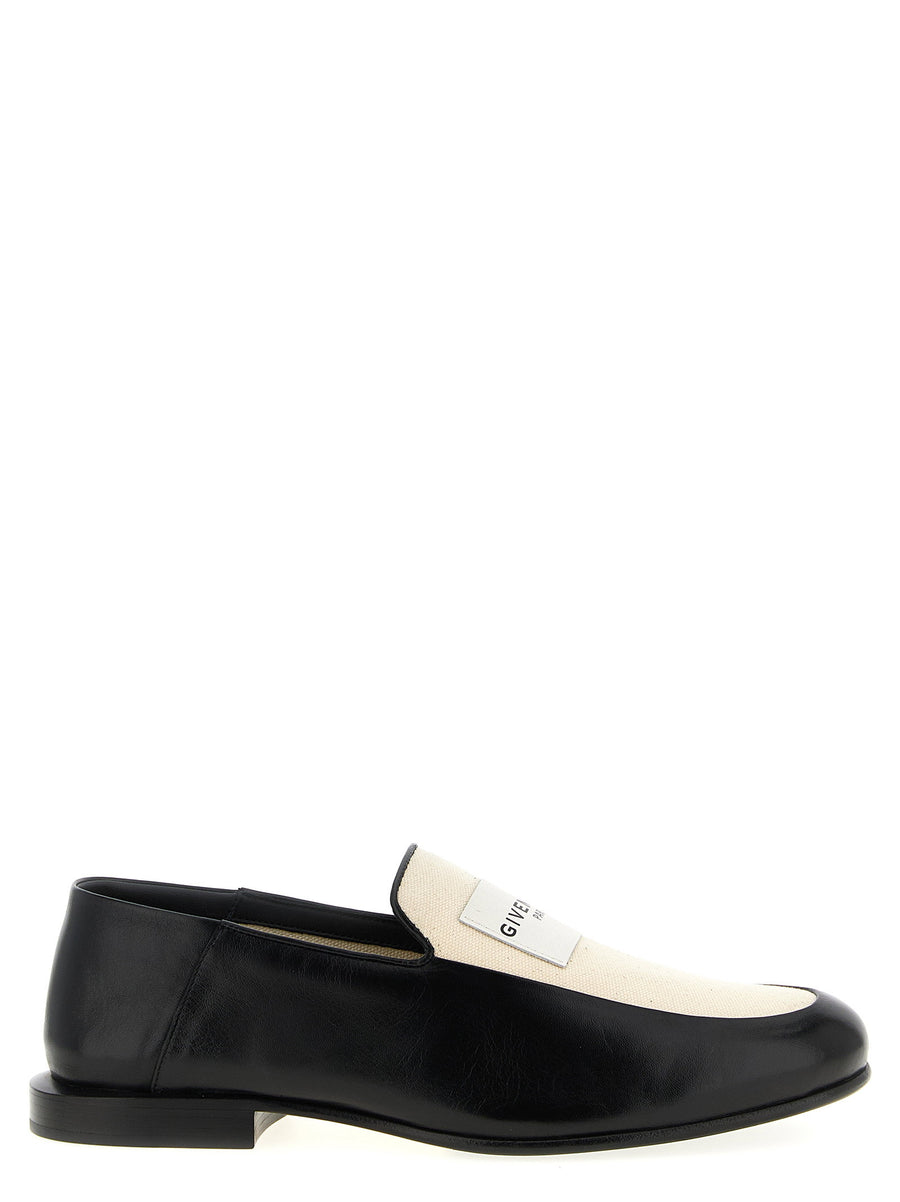 Givenchy Label Black Lamb Leather Moccasins With Front Logo And Non Slip Sole