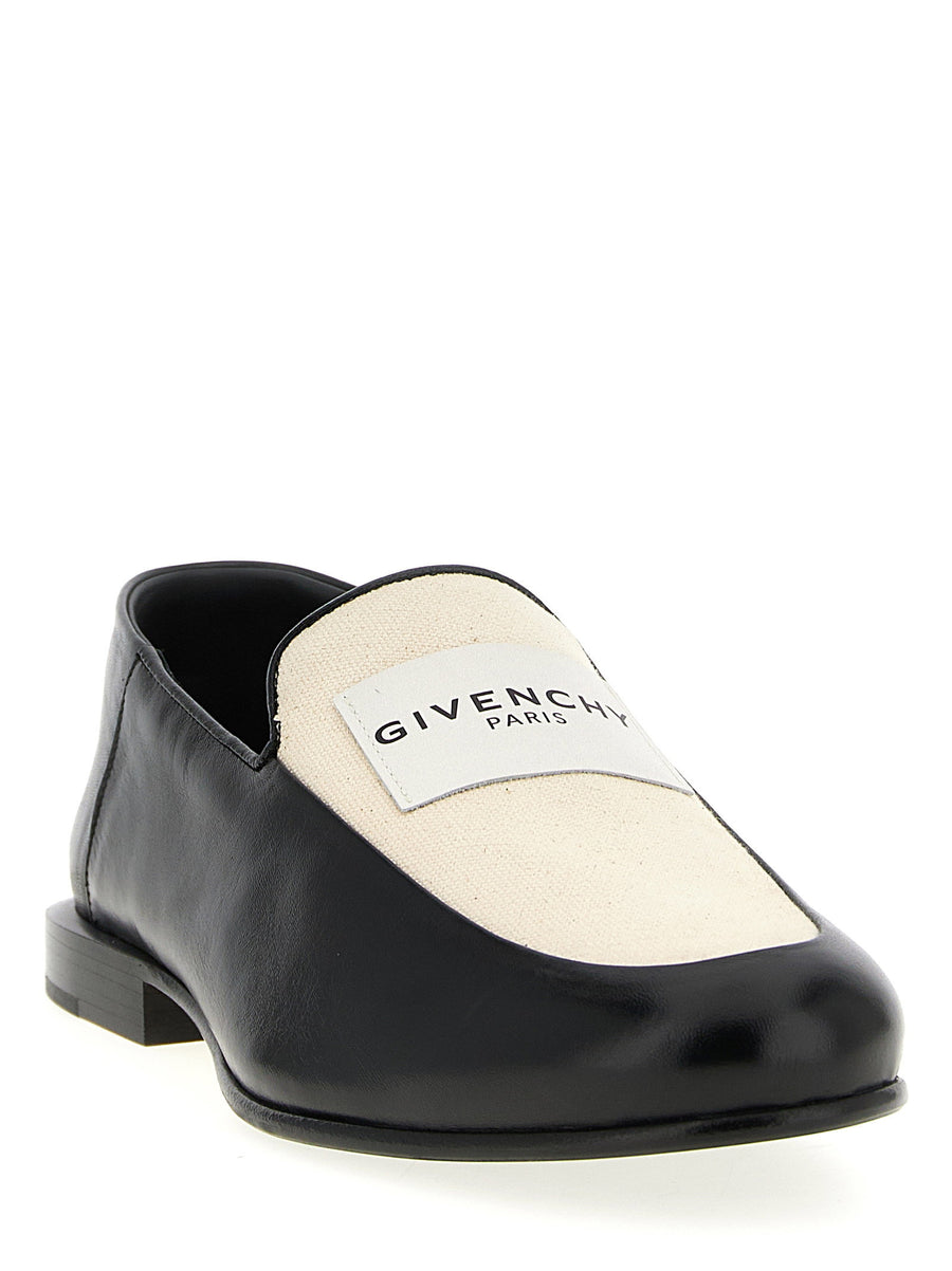 Givenchy Label Black Lamb Leather Moccasins With Front Logo And Non Slip Sole