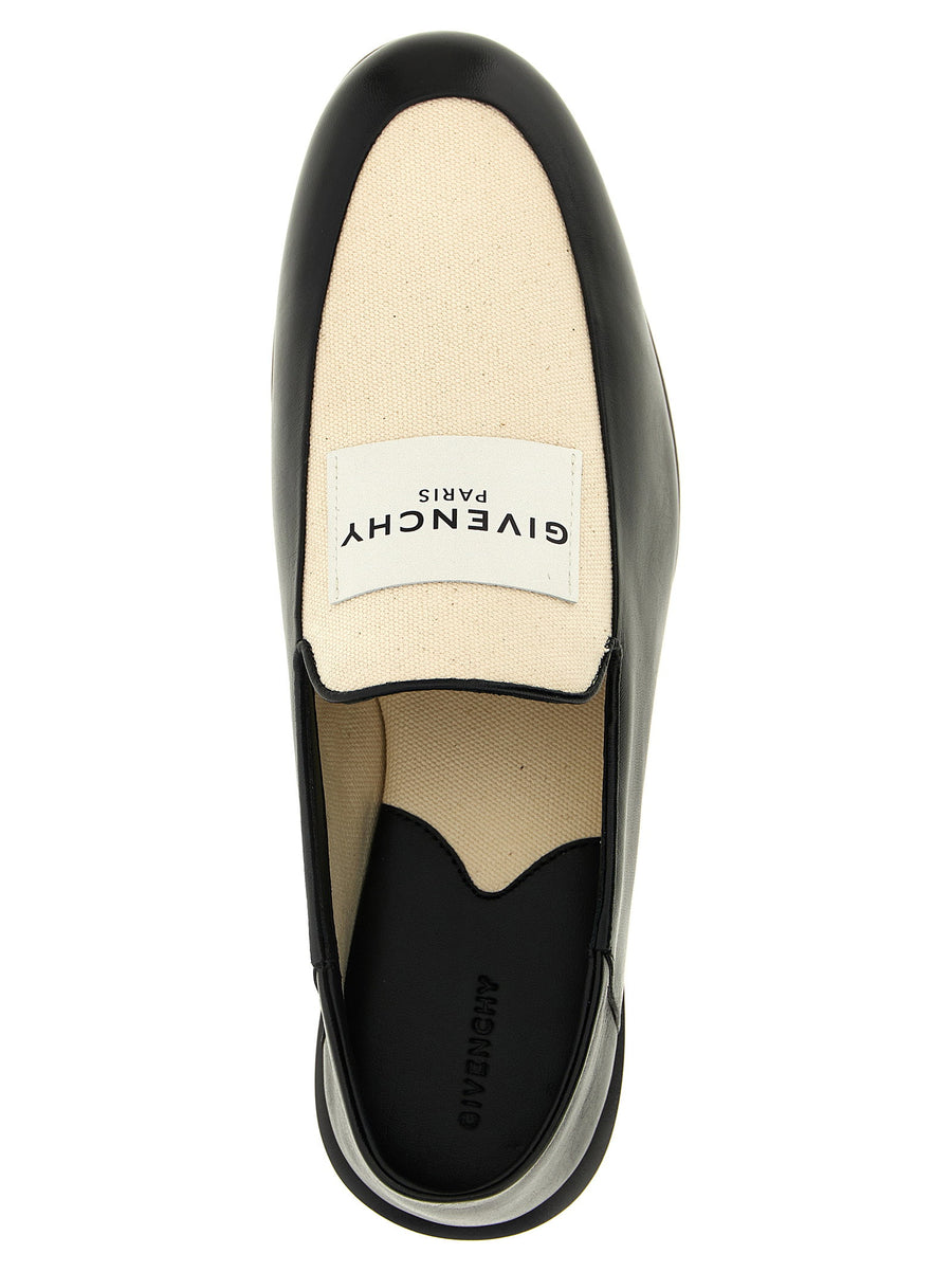 Givenchy Label Black Lamb Leather Moccasins With Front Logo And Non Slip Sole