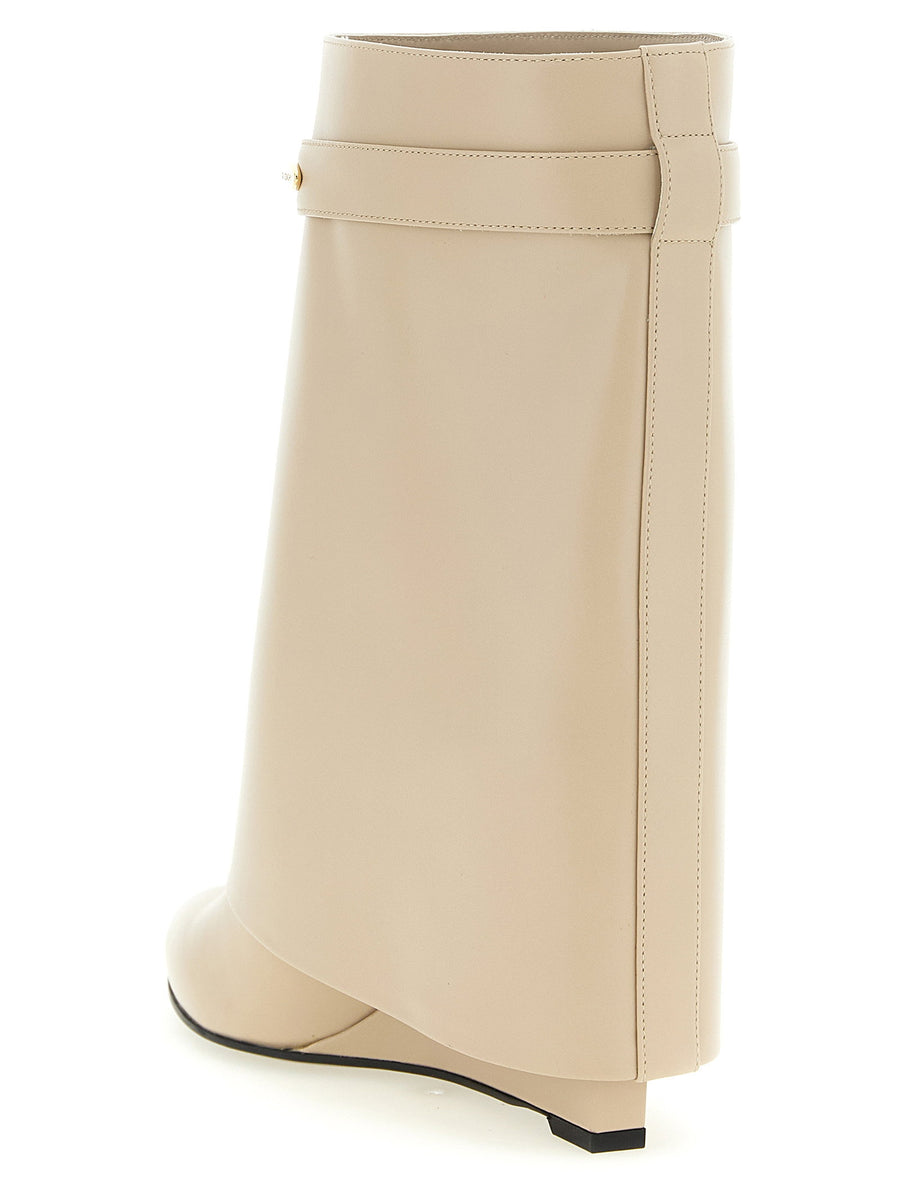 Givenchy Shark Pinch Ankle Boots For Women Beige Calfskin Leather Sculptural Pointed Toe Luxurious