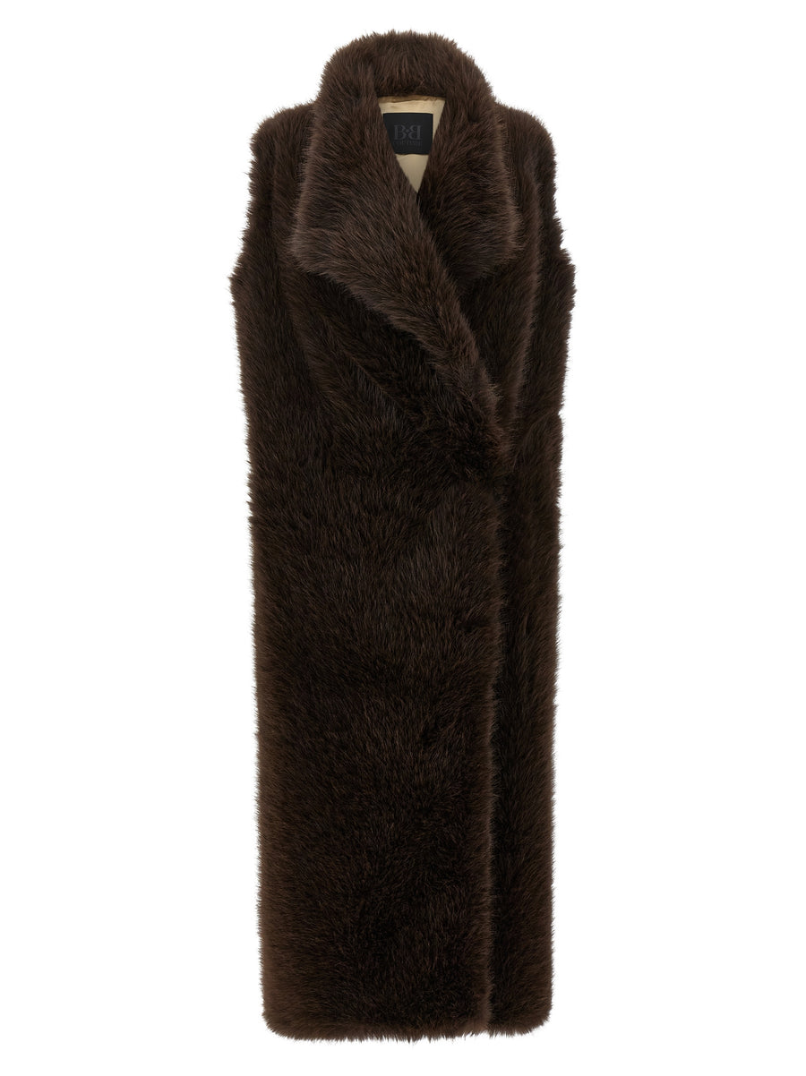 BB Couture Bear Vest Plush Faux Fur Open Front For Women