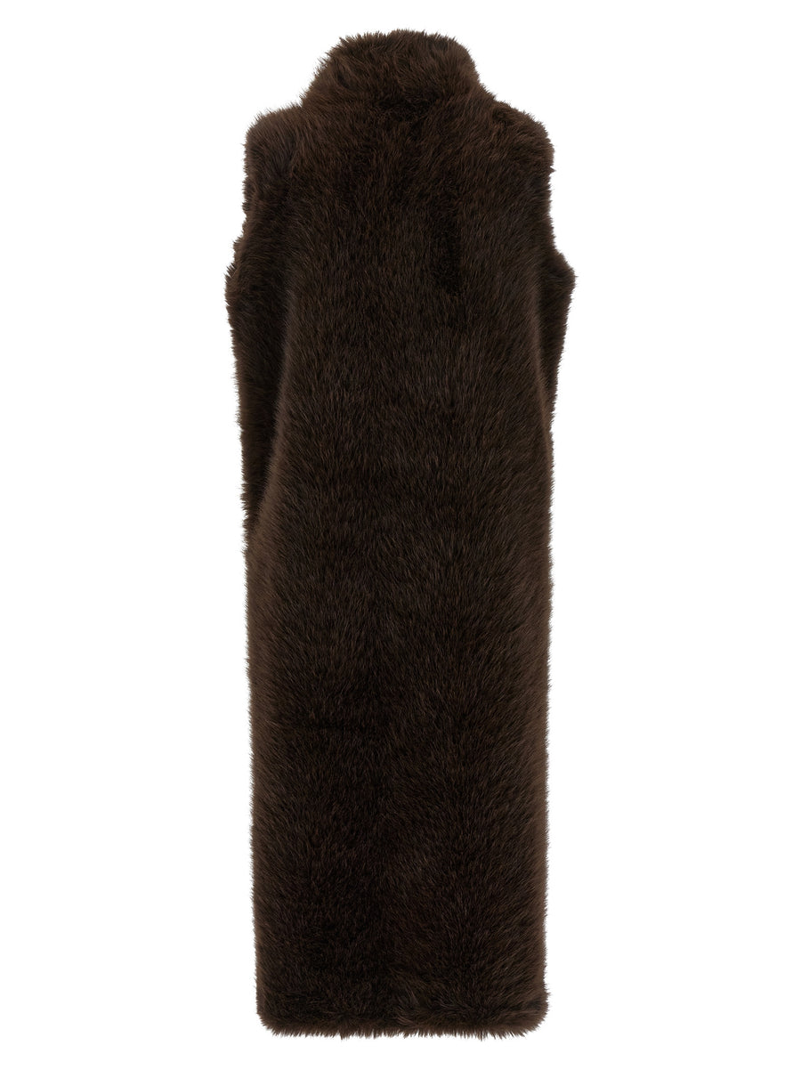 BB Couture Bear Vest Plush Faux Fur Open Front For Women
