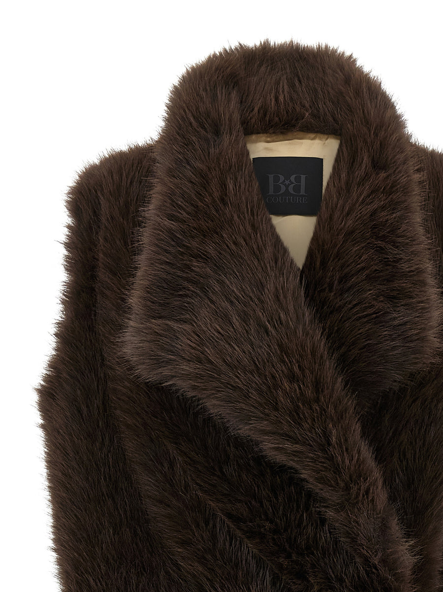 BB Couture Bear Vest Plush Faux Fur Open Front For Women