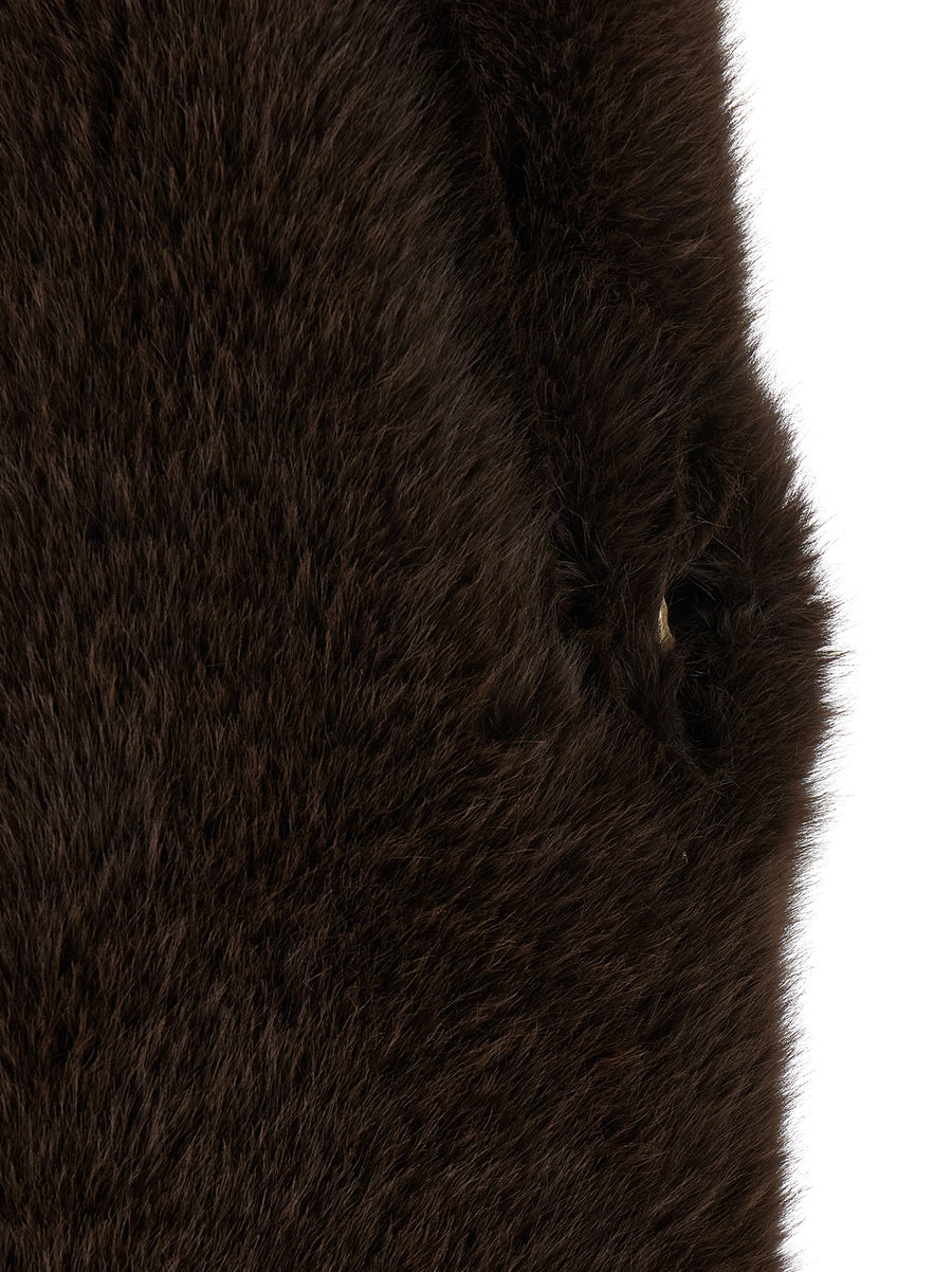 BB Couture Bear Vest Plush Faux Fur Open Front For Women