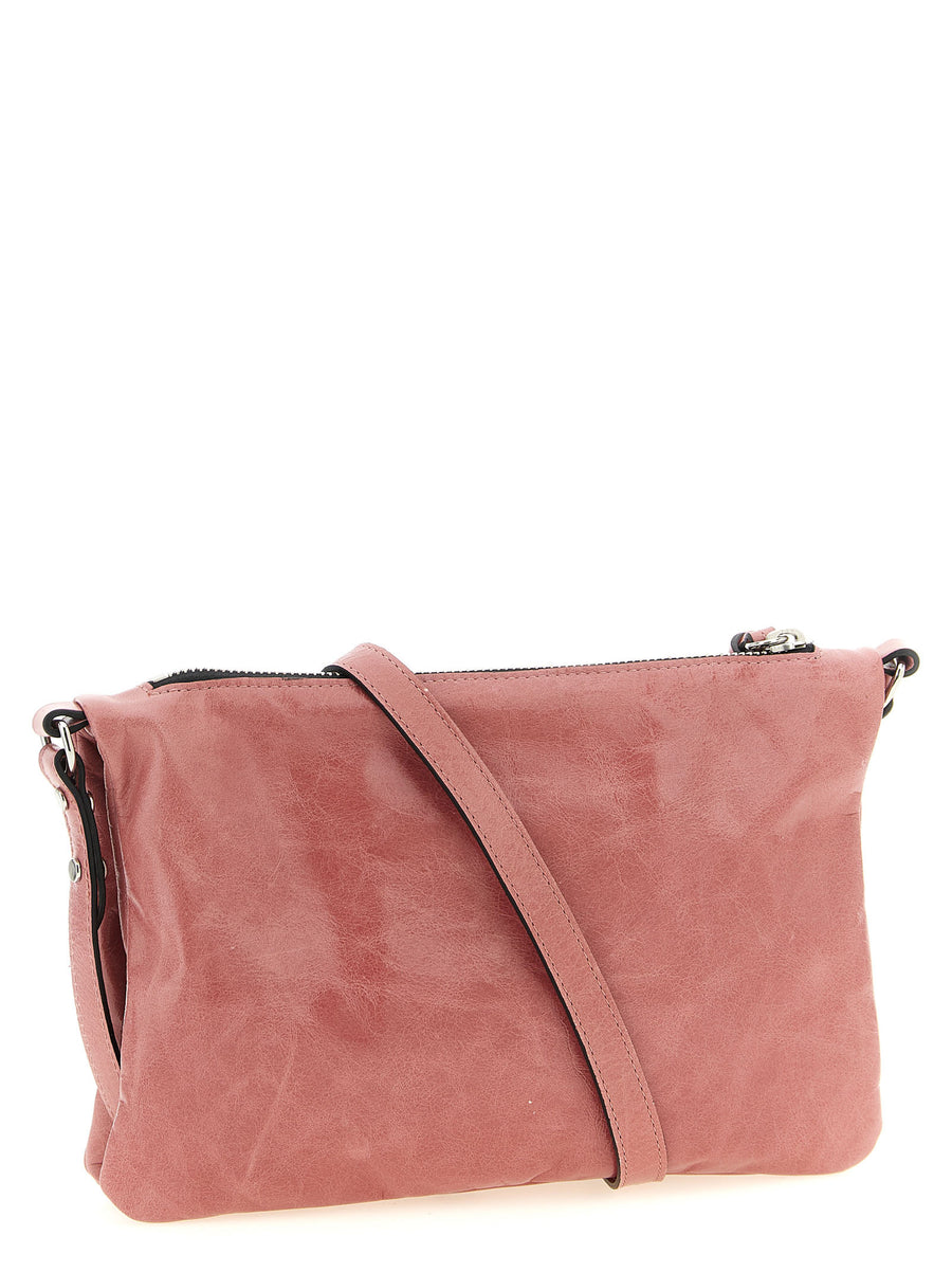 Isabel Marant Winna Duo Crossbody Bag Pink Calfskin Leather With Top Zip And Adjustable Strap Double Gusset