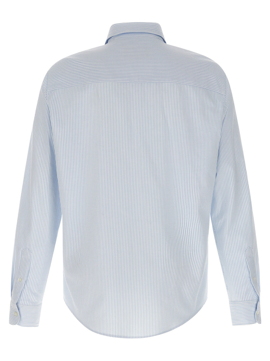 Ami Paris Ami De Coeur Light Blue Oxford Striped Cotton Shirt Button Down