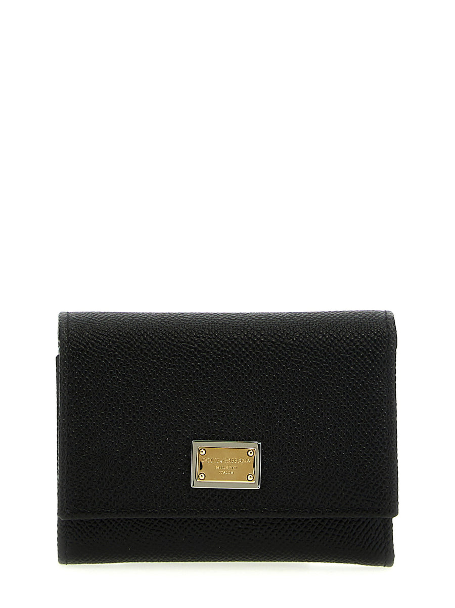 Dolce Gabbana French Flap Wallet Compact Calfskin Leather For Women Evening Clutch Essential