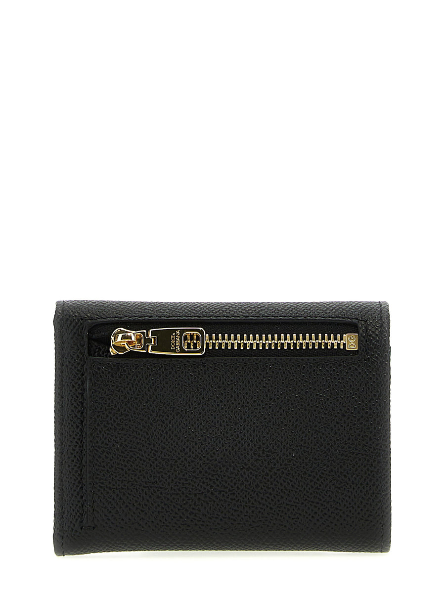 Dolce Gabbana French Flap Wallet Compact Calfskin Leather For Women Evening Clutch Essential