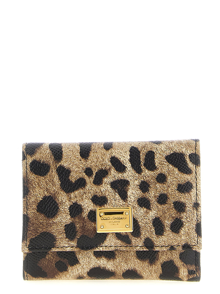 Dolce And Gabbana French Flap Wallet For Women Multicolor Dauphine Leather Compact Luxury Front Logo