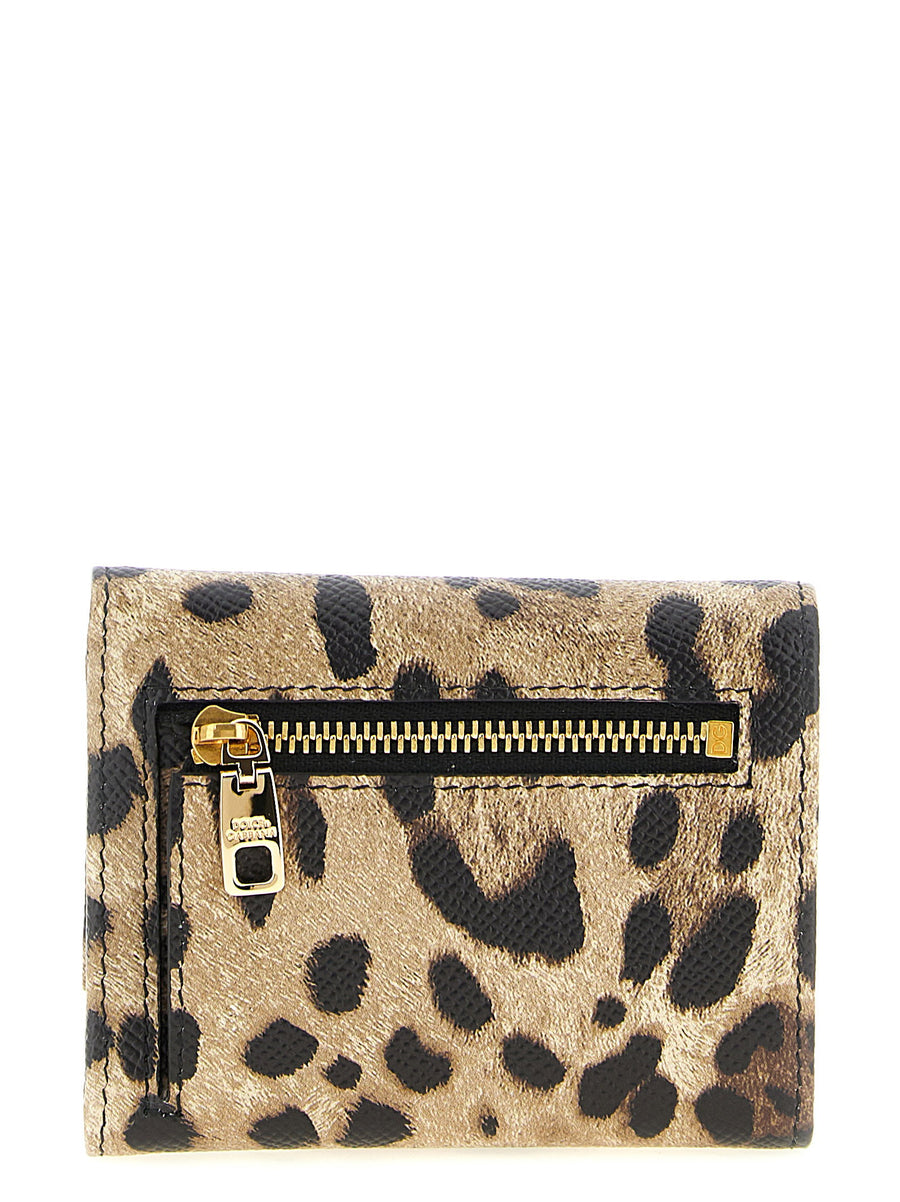 Dolce And Gabbana French Flap Wallet For Women Multicolor Dauphine Leather Compact Luxury Front Logo