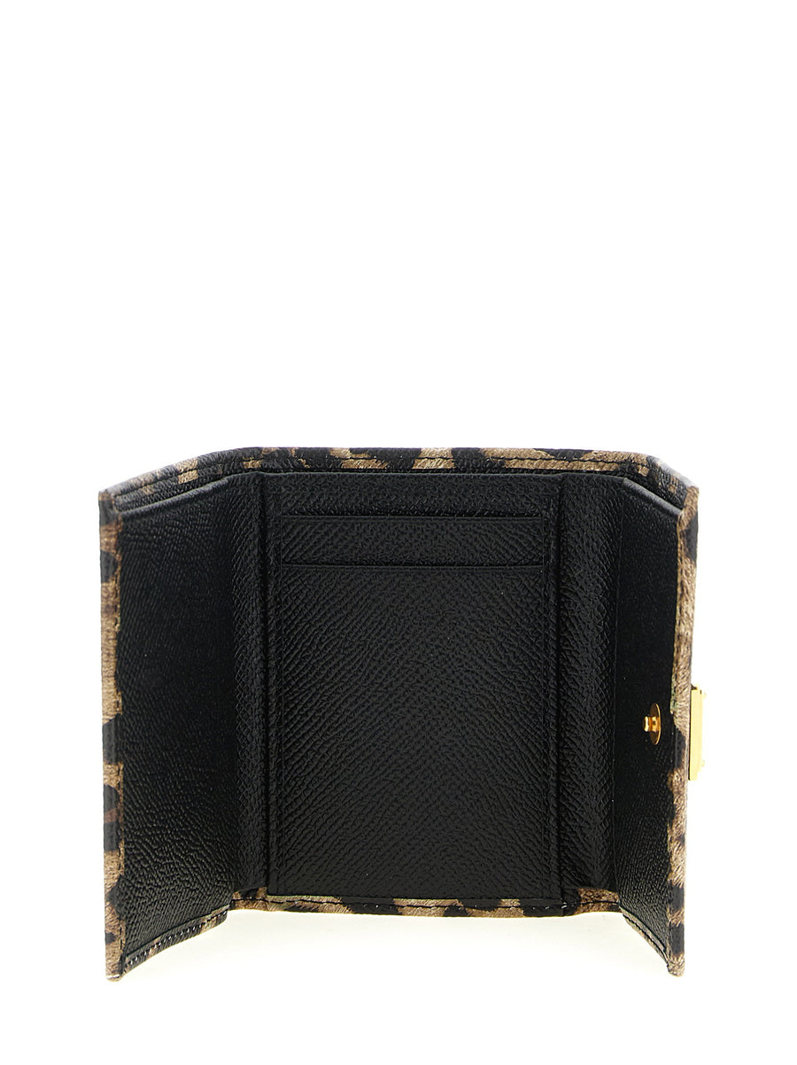 Dolce And Gabbana French Flap Wallet For Women Multicolor Dauphine Leather Compact Luxury Front Logo
