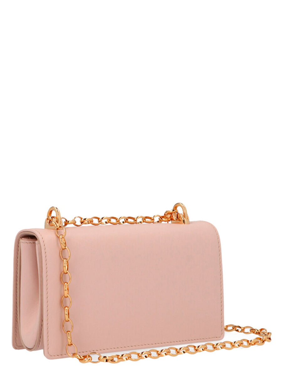 Dolce And Gabbana DG Girl Mini Crossbody Bag Pink Lamb Leather Gold Hardware