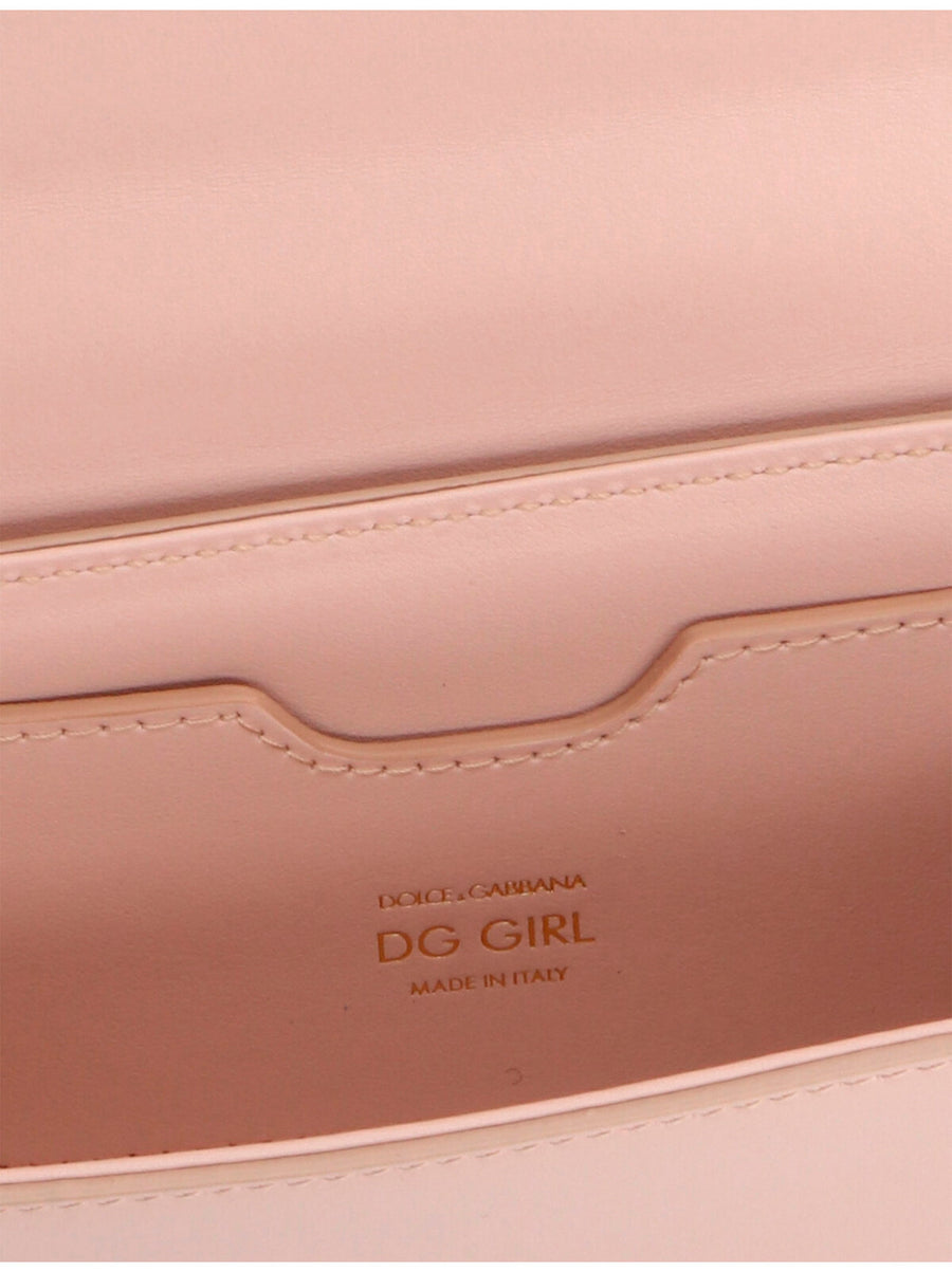 Dolce And Gabbana DG Girl Mini Crossbody Bag Pink Lamb Leather Gold Hardware