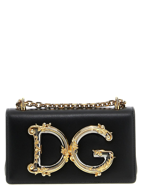 Dolce And Gabbana Dg Girl Mini Crossbody Bag Black Calf Leather