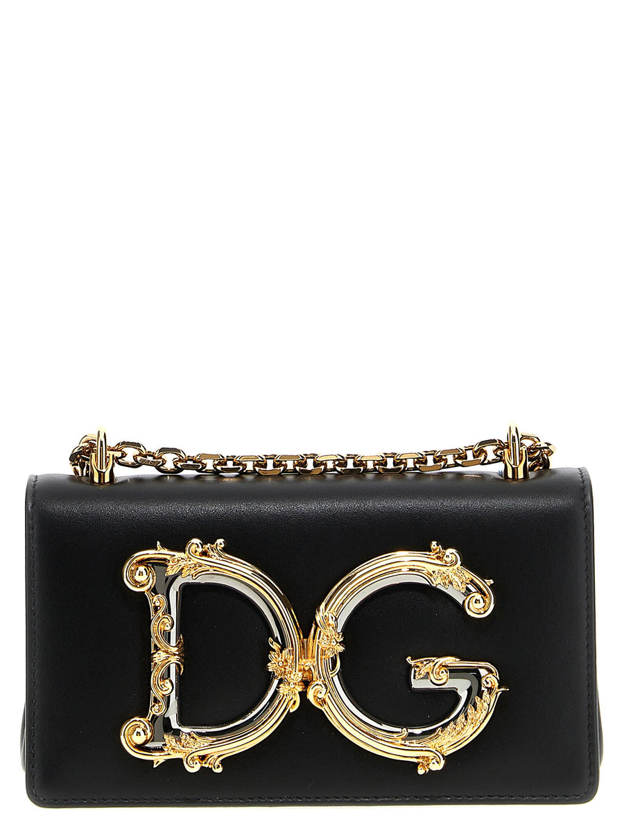 Dolce And Gabbana Dg Girl Mini Crossbody Bag Black Calf Leather