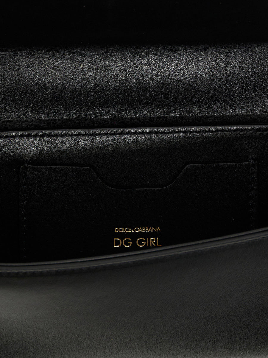 Dolce And Gabbana Dg Girl Mini Crossbody Bag Black Calf Leather