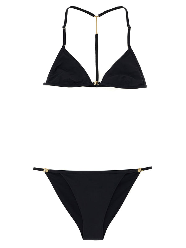 Tom Ford T Bikini Luxury Stretch Jersey Triangle Top Swimsuit For Women Front Hook Closure Metal T Detail