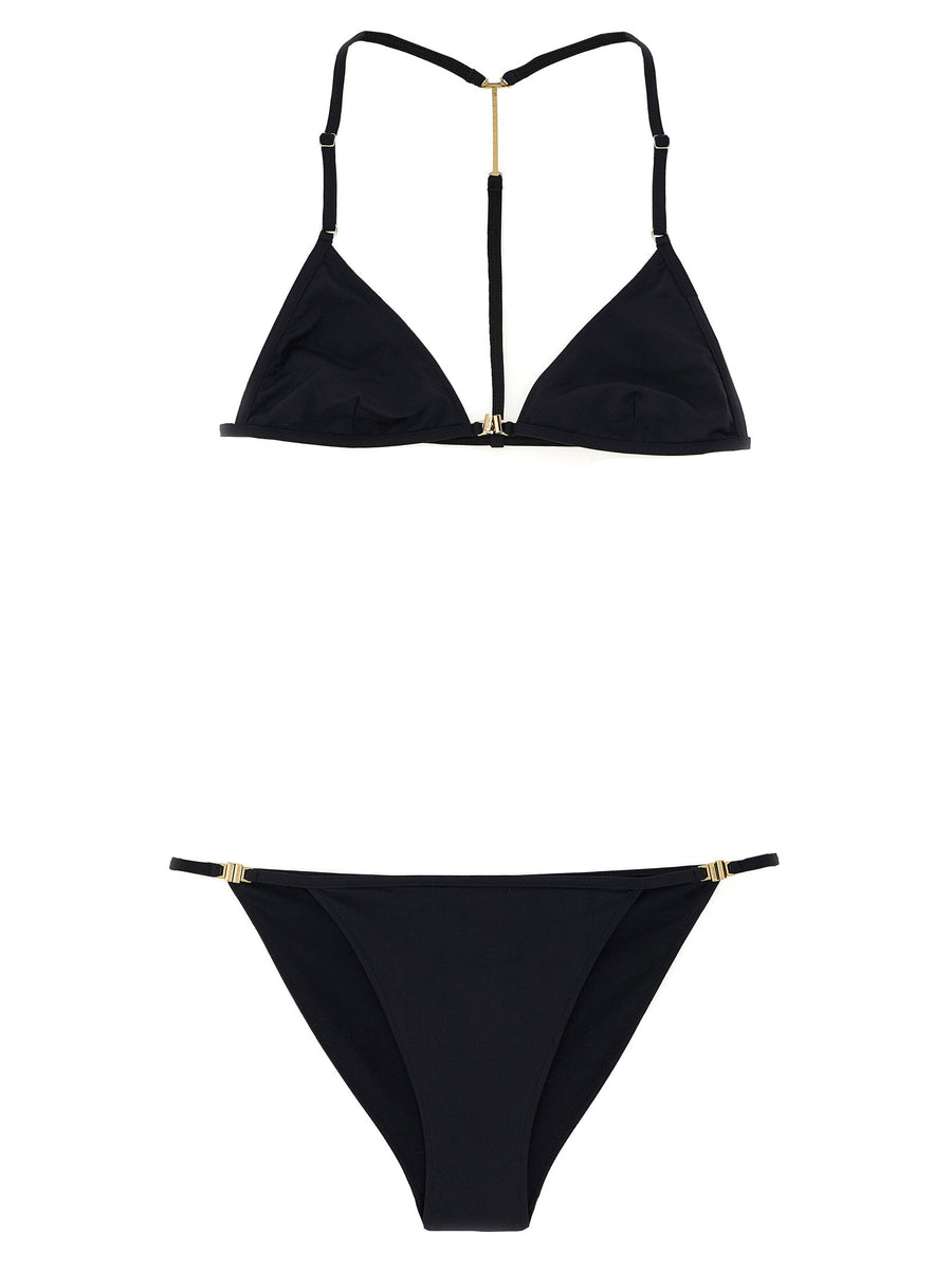 Tom Ford T Bikini Luxury Stretch Jersey Triangle Top Swimsuit For Women Front Hook Closure Metal T Detail