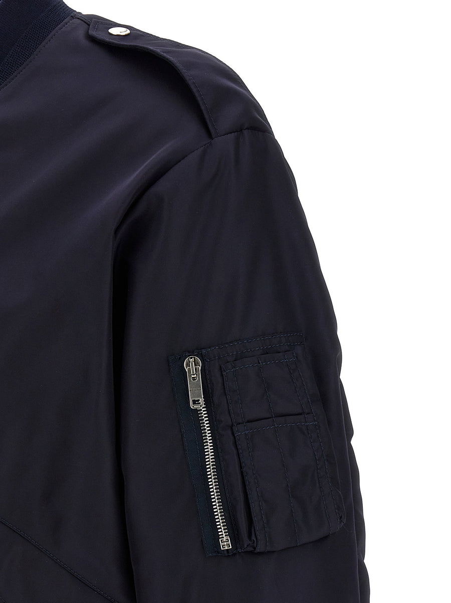 Givenchy Marine Bomber Jacket For Men Blue Nylon With Back Logo Embroidery Premium Refined Everyday Layer