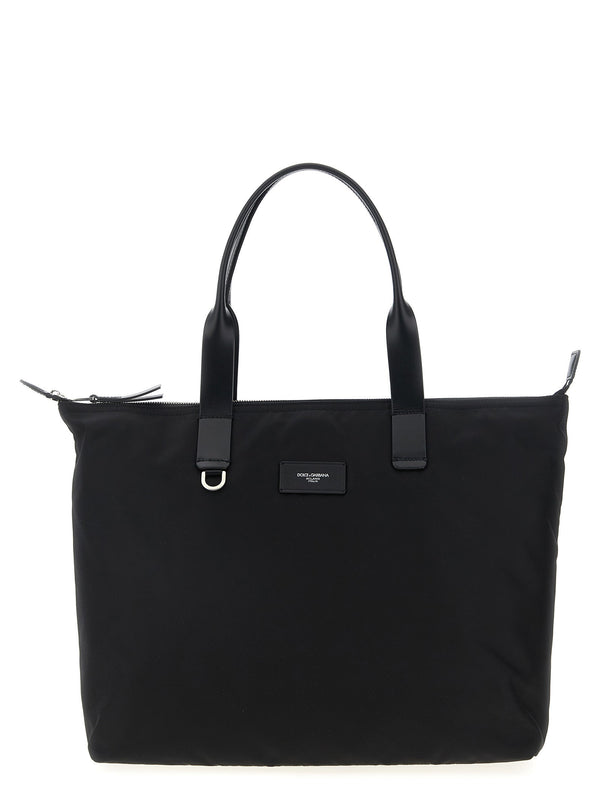Dolce & Gabbana Media Logo Patch Shopping Bag